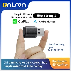 Unisen Bộ chuyển đổi CarPlay/Android Auto 2 trong 1 có dây sang không dây kết nối USB