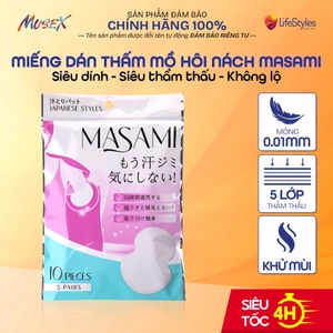 Miếng dán thấm hút mồ hôi nách Masami khử mùi thấm hút hiệu quả không để lại vết mồ hôi túi 10 miếng