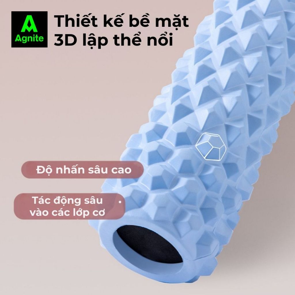 Con Lăn Massage giãn cơ Yoga Foam Roller phục hồi sau tập gym giúp thon gọn, săn chắc cơ bắp AGNITE