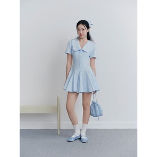 Đầm OLV thêu đính hoa cổ V thanh lịch Baby Blue Sailor Embro Dress phù hợp đi chơi