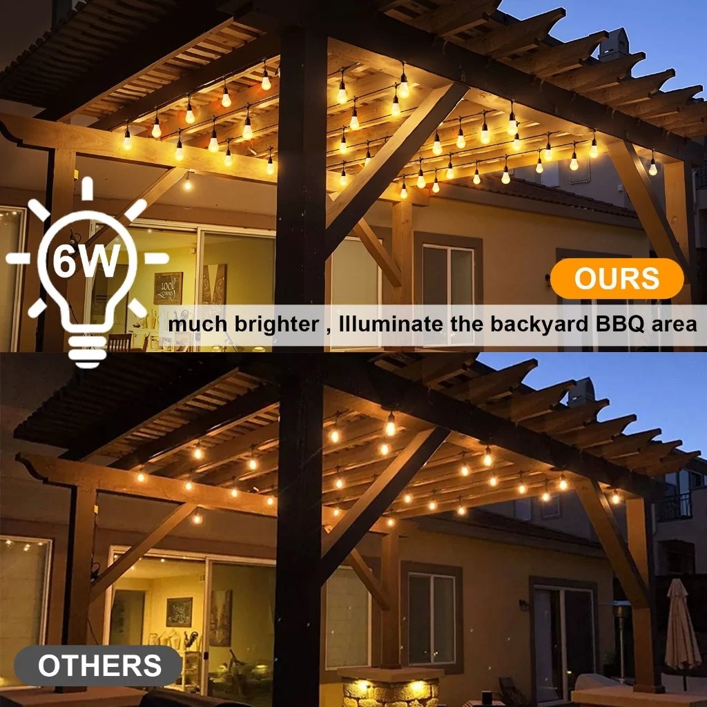 A60 Dây Đèn Led Trang Trí Ngoài Trời, 10M/15M 6W Ánh Vàng Ấm - Chống Nước Mưa Thật, Có Thể Nối 4 Dây