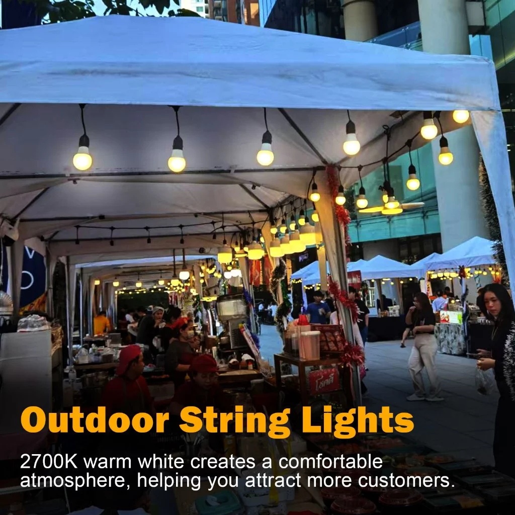A60 Dây Đèn Led Trang Trí Ngoài Trời, 10M/15M 6W Ánh Vàng Ấm - Chống Nước Mưa Thật, Có Thể Nối 4 Dây