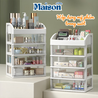 Kệ Đựng Mỹ Phẩm Đồ Trang Điểm Trang Sức MAISON Hộp Đựng Đồ 4 Tầng Trong Suốt Có Ngăn Kéo Tiện Dụng