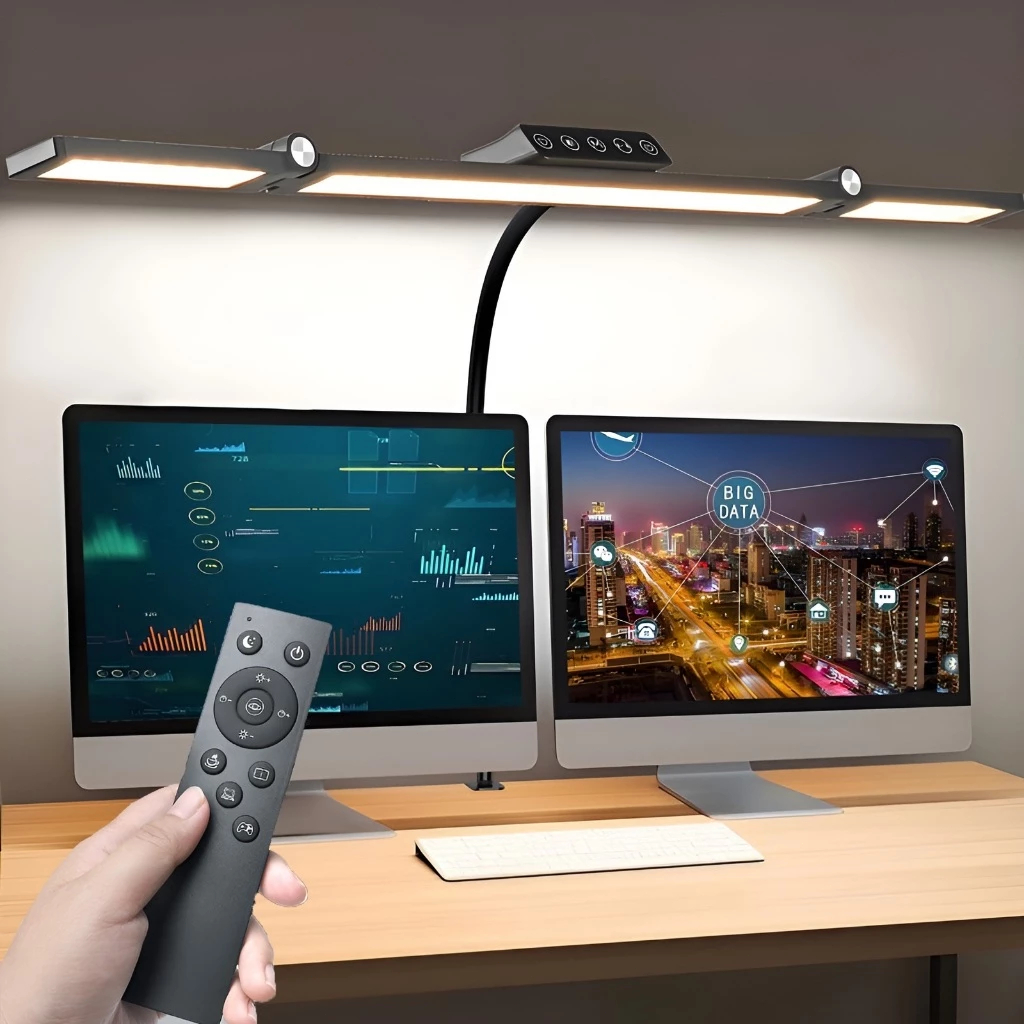 Đèn Bàn Kẹp 2 Đầu Gấp Gọn 7 Khớp Xoay 24W - 96 Đèn Led Cảm Biến Ánh Sáng, Bảo Vệ Mắt Cri≥90 Chống Chói