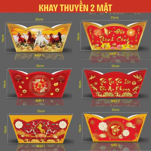 Giỏ thuyền khay thuyền gói quà tết đựng quà Tết kèm lót đế + màng co gói quà tặng ngày tết CuteMe
