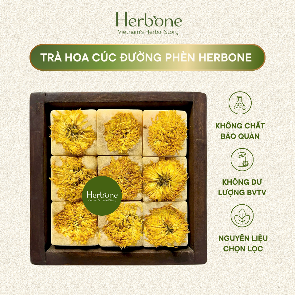 Trà Hoa Cúc Đường Phèn HERBONE Thơm Ngon Ngủ Ngon Đẹp Da 500g & 1kg