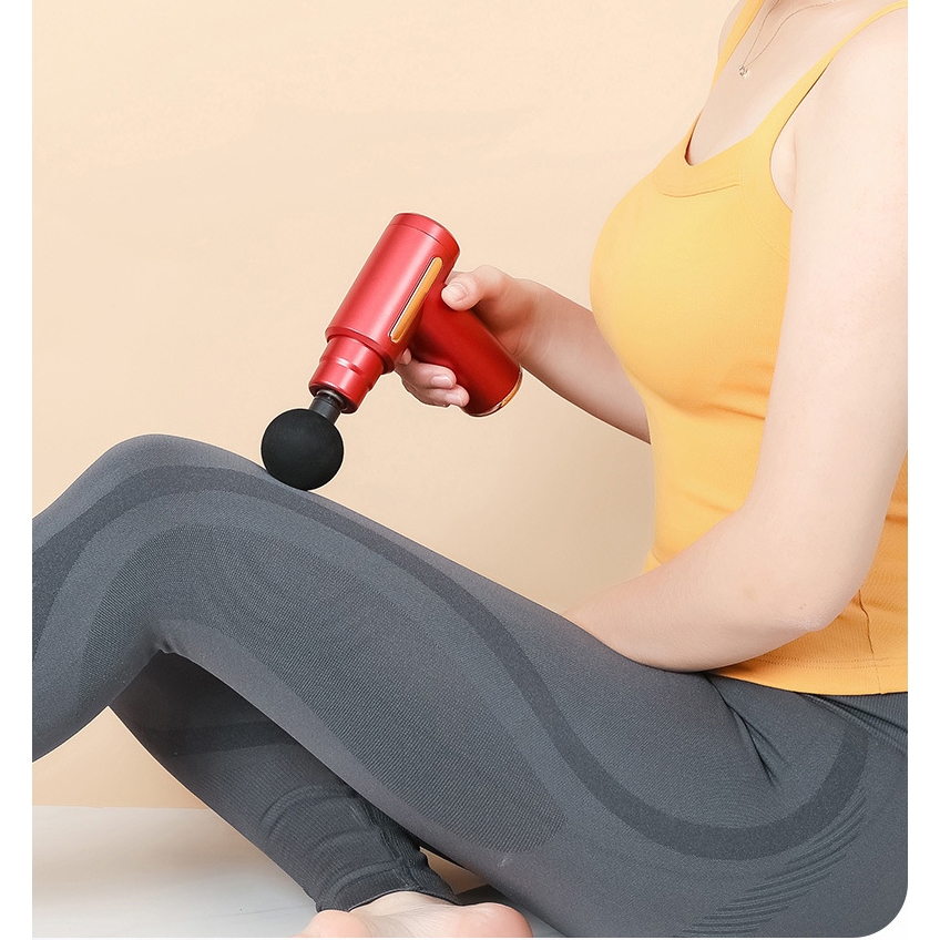 Máy Massage Cầm Tay Mini Đầu Nhôm Cao Cấp 6 Chế Độ 4 Đầu