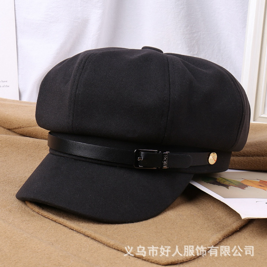 Mũ beret Màu Đen Phong Cách retro Nhật Bản Thời Trang Xuân Thu Cho Nữ