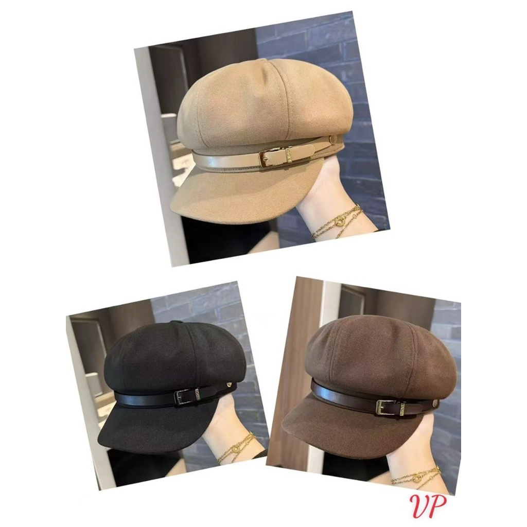 Mũ beret Màu Đen Phong Cách retro Nhật Bản Thời Trang Xuân Thu Cho Nữ