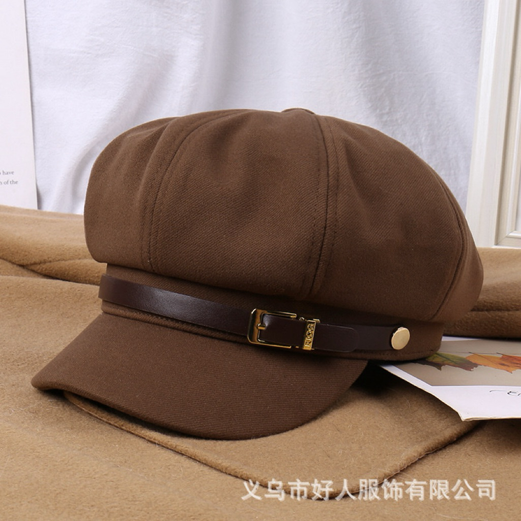 Mũ beret Màu Đen Phong Cách retro Nhật Bản Thời Trang Xuân Thu Cho Nữ