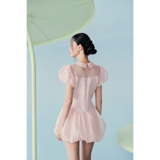 Đầm bí OLV tay phồng cổ cột dây nơ tiểu thư trẻ trung Idalia nhiều màu phù hợp đi làm đi chơi