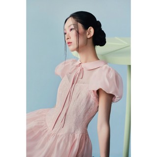 Đầm bí OLV tay phồng cổ cột dây nơ tiểu thư trẻ trung Idalia nhiều màu phù hợp đi làm đi chơi