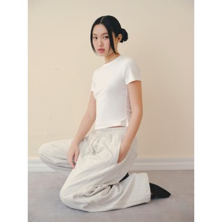 Quần thun OLV ống rộng lưng chun năng động Gray Wide Leg Drawstring Pants phù hợp đi chơi