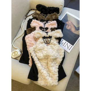 LT - Áo len lông cổ yếm, lông bông hoa nổi bật free size 1498