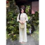 Set Đồ Lam Cho Nữ Áo Voan Tơ Hoa Đào Phối Cúc Nơ Ngọc Tiểu Thư | Đồ Lam An Nhiên