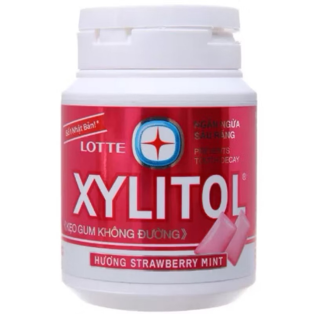 Kẹo Cao Su XYLITOL Không Đường Chính Hãng LOTTE Đủ 4 Vị Ngăn Ngừa Vi Khuẩn Sâu Răng Hũ 58g