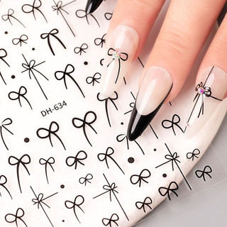 Sticker Dán Móng TheGioiNail666 | Sticker Nail Hot Trend Siêu Xinh | Miếng Dán Decal Nơ Đen Cho Móng Tay