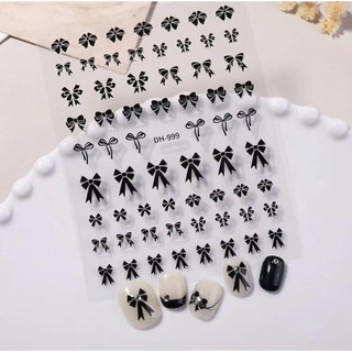 Sticker Dán Móng TheGioiNail666 | Sticker Nail Hot Trend Siêu Xinh | Miếng Dán Decal Nơ Đen Cho Móng Tay