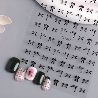 Sticker Dán Móng TheGioiNail666 | Sticker Nail Hot Trend Siêu Xinh | Miếng Dán Decal Nơ Đen Cho Móng Tay