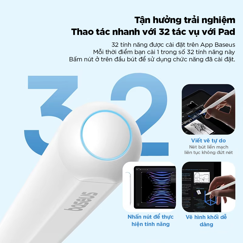 NEW 2025 Bút cảm ứng PS052 PS048 BASEUS Smooth Writing 3 TypeC Stylus Chống Tỳ Pin 17h Có App | BigBuy360 - bigbuy360.vn