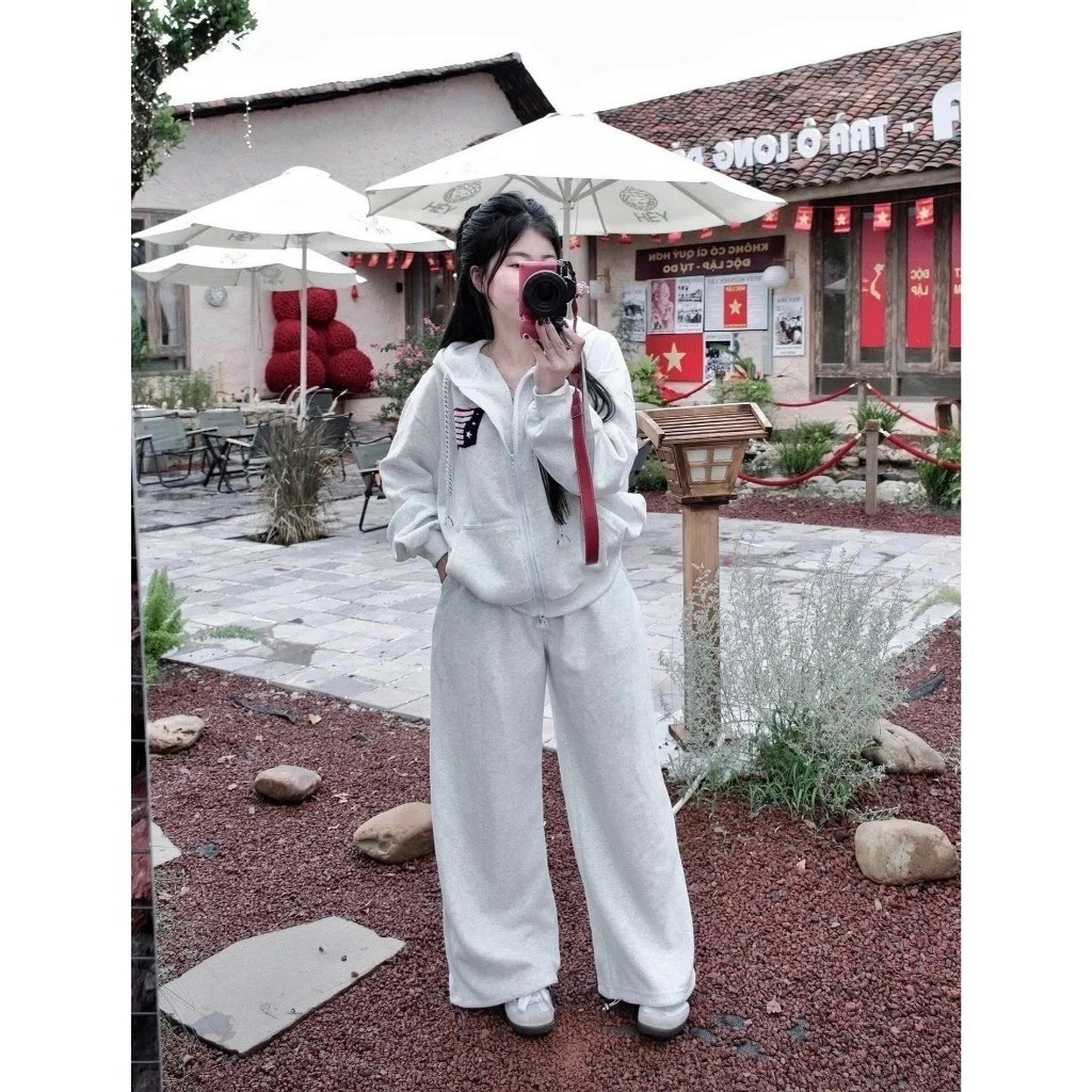 Sét bộ cờ M.Ỹ chất nỉ bông Tàu tay Bo Chun,In Lá cờ Sau Lưng 2 Màu,Dày dặn phong cách thể thao ấm áp Mùa Đông