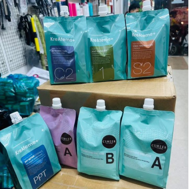 KreAteme Kem Uốn Nóng & Ép Duỗi Tóc 970g - Công Thức Amino Acid & Collagen Giúp Kiểm Soát Độ Ẩm Hạn Chế Khô Xơ Hư Tổn.