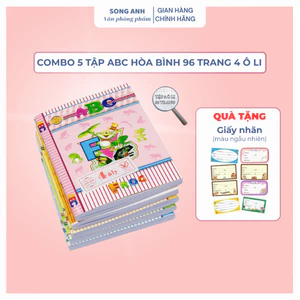 Combo 5 Tập ABC Hòa Bình 96 trang 4 ô li loại tốt định lượng 80g