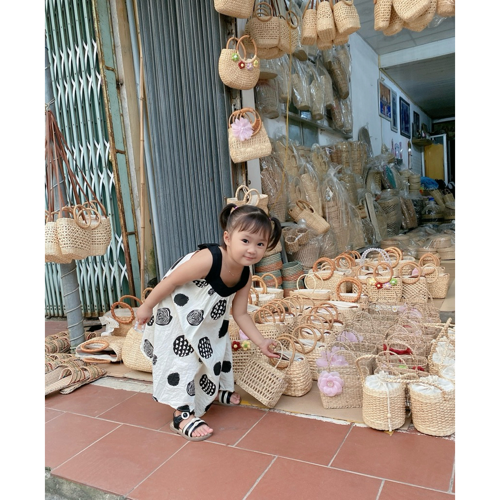 Túi cói cho Bé và Mẹ chụp hình đi chơi, chụp hình decor trang trí phong cách Vintage đẹp