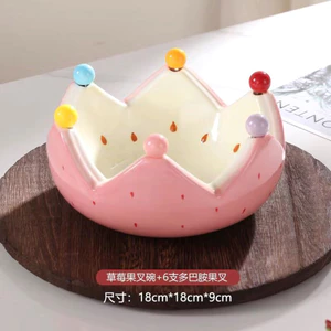 🍓 Bộ bát salad & đĩa ăn trái cây họa tiết dâu tây