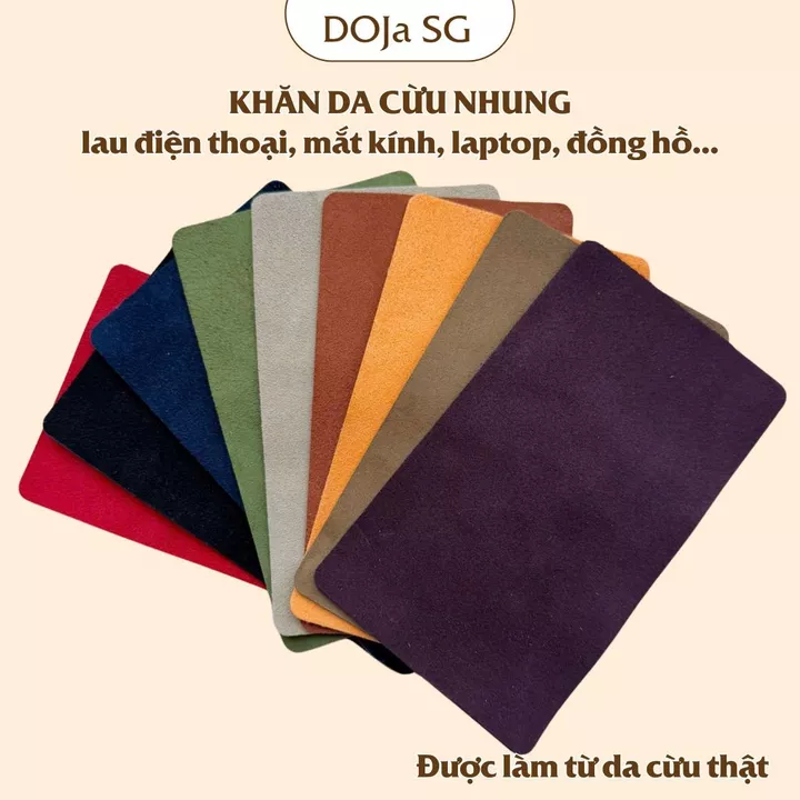 Khăn da cừu lau kính DOJa SG - Làm từ da cừu thật sử dụng để lau điện thoại, mắt kính, lens, đồng hồ
