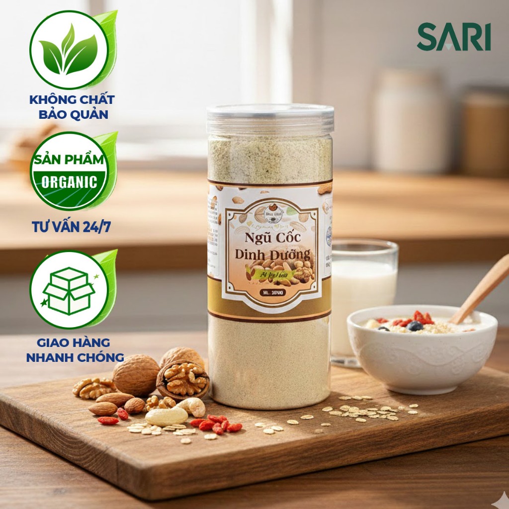 Bột Ngũ Cốc dinh dưỡng 24 loại hạt KHÔNG đậu nành (KHÔNG đường) lợi sữa, tăng cân, hộp 500gr