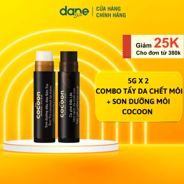 COMBO Tẩy da chết môi cafe và Son dưỡng dầu dừa Cocoon - giúp đôi môi căng mọng