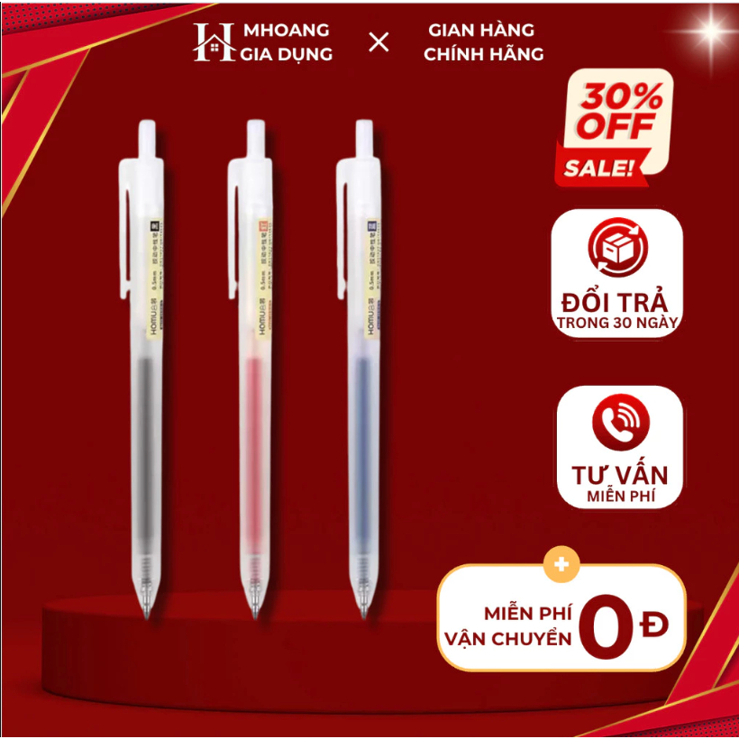 Bút Gel Bấm Bút Bi Nước Ngòi 0.5mm Mực Nhanh Khô Văn Phòng Học Sinh Xanh Đỏ Đen A01