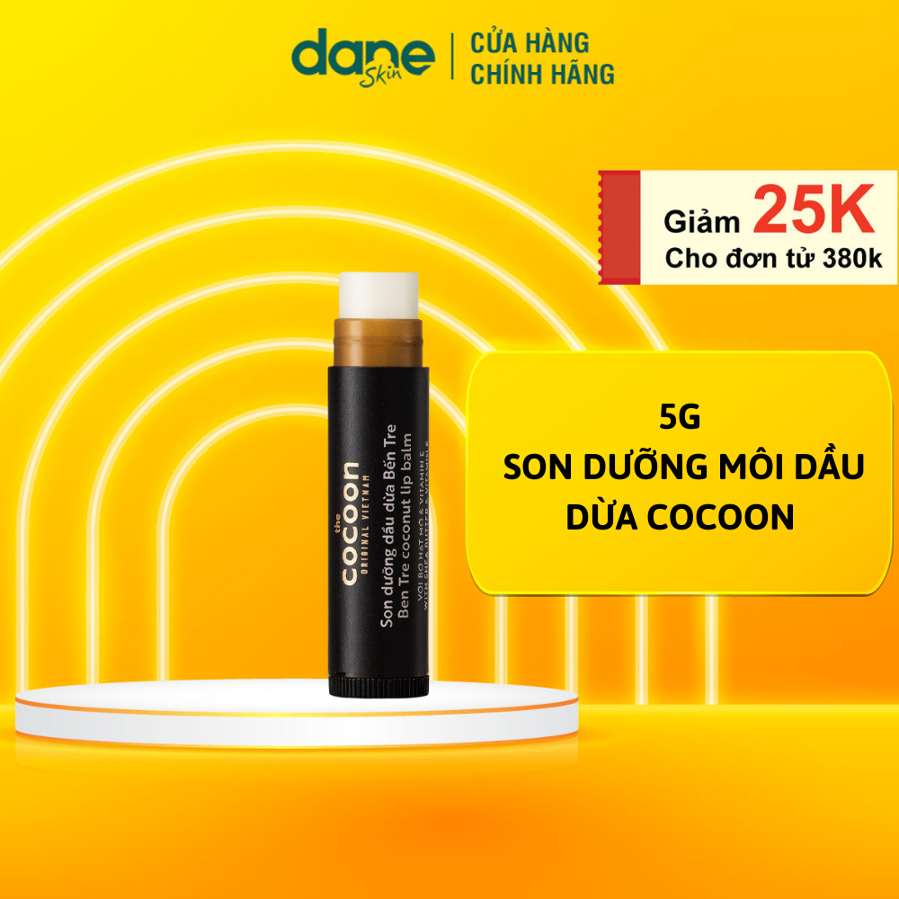Son dưỡng dầu dừa Bến Tre Cocoon 5g - Giúp đôi môi căng bóng