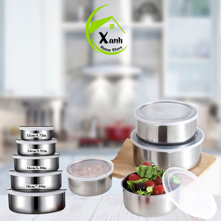 Set 5 Bát Inox Bảo Quản Thực Phẩm Có Nắp Đậy GD37 - Bát Inox Có Nắp Đậy Silicon Đựng Thực Phẩm