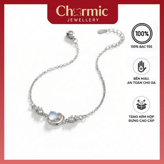 Vòng tay bạc Chormic, lắc tay đá mặt trăng Moonstone, trang sức bạc, vòng tay nữ bạc 925