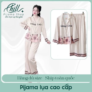 Set Bộ Đồ Ngủ Nữ Pijama Labubu Lụa Mềm Mịn Hàng Thiết Kế Tay Dài Siêu Xinh Hot