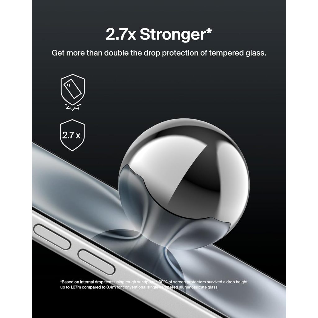 Kính cường lực có khung trợ dán Belkin Ultraglass không viền đen cho IPhone 17 17Pro 17Promax