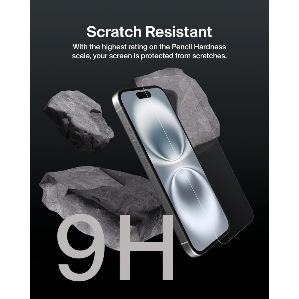 Kính cường lực có khung trợ dán Belkin Ultraglass không viền đen cho IPhone 17 17Pro 17Promax