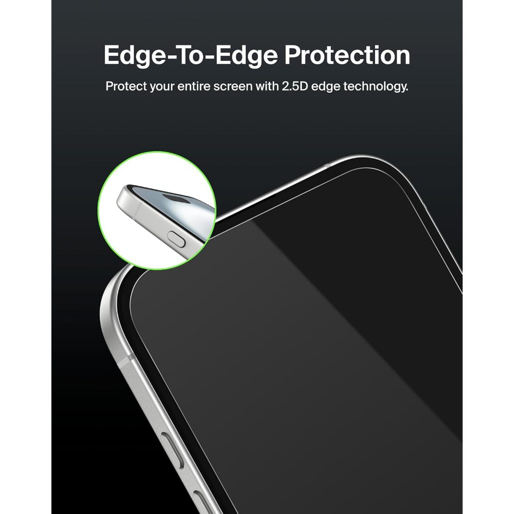 Kính cường lực có khung trợ dán Belkin Ultraglass không viền đen cho IPhone 17 17Pro 17Promax