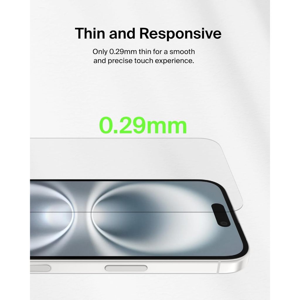 Kính cường lực có khung trợ dán Belkin Ultraglass không viền đen cho IPhone 17 17Pro 17Promax