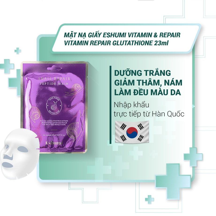 Mặt nạ phục hồi tái tạo trắng sáng da toàn diện chiết xuất ốc sên Eshumi Snail Repair Peptide Mask