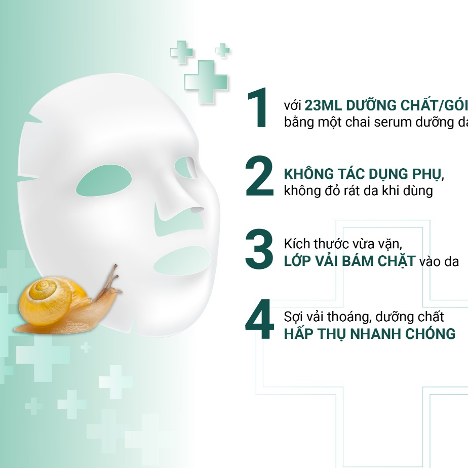 Mặt nạ phục hồi tái tạo trắng sáng da toàn diện chiết xuất ốc sên Eshumi Snail Repair Peptide Mask