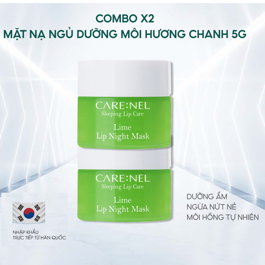 Combo 2 mặt nạ ngủ môi tẩy tế bào chết môi dưỡng môi hương chanh CARE:NEL LlME LIP NIGHT MASK 5g