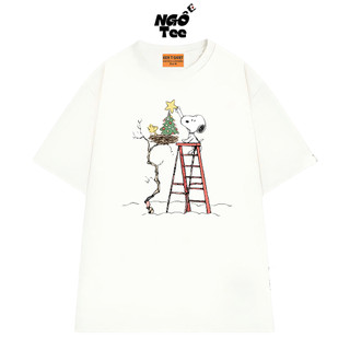 Áo Thun NGỐ TEE Snoopy và Woodstock Làm Cây Thông Noel Vải Cotton 75% Mềm Mịn Form Rộng