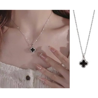 ( Không Đen Gỉ) Vòng Cổ Nữ Titan Cỏ 4 Lá May Mắn 2 Mặt – Dây Chuyền Sang Trọng, Phụ Kiện Thời Trang