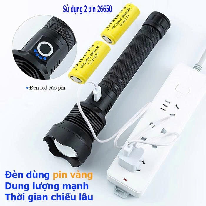 Đèn Pin Siêu Sáng Cầm Tay XHP 70 PIN CHẤT - chống thấm nước sản xuất theo tiêu chuẩn quân đội Mỹ Bảo hành 12 tháng