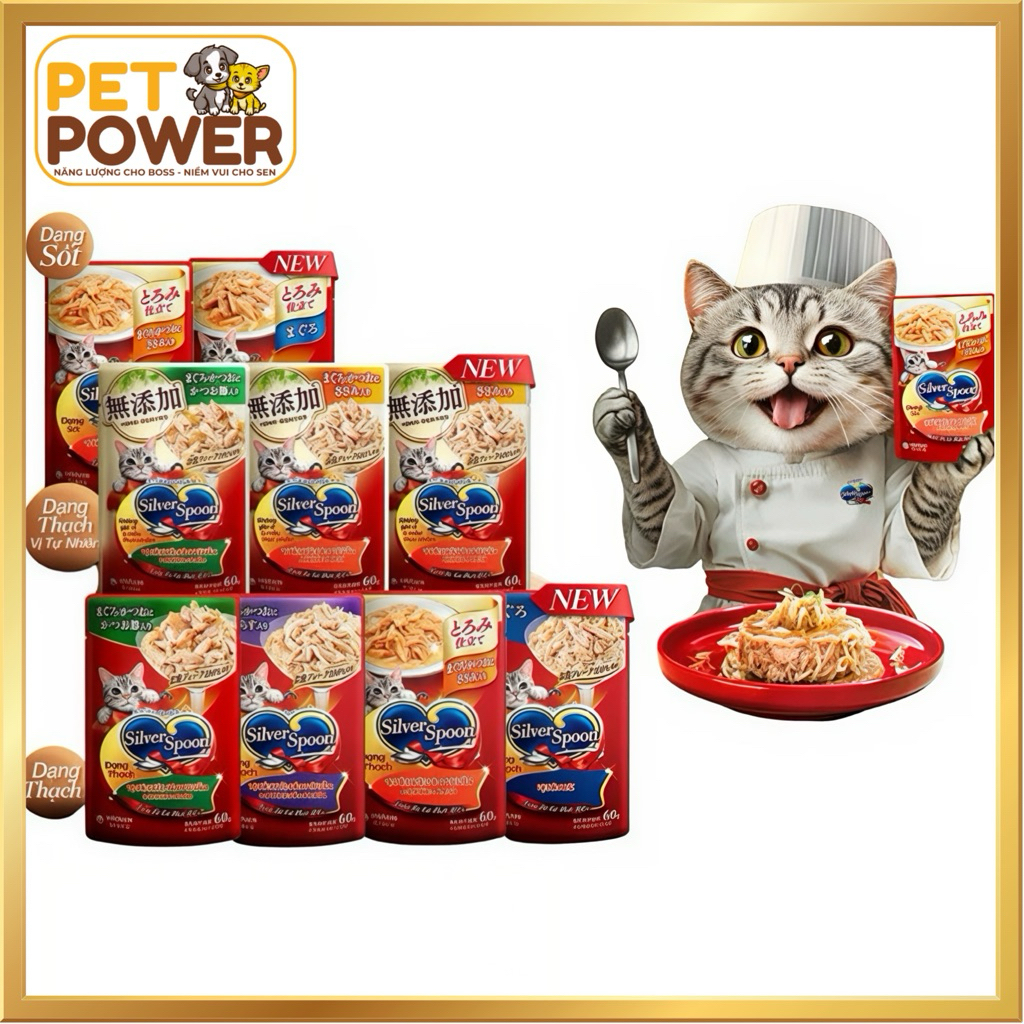 PATE CHO MÈO SILVER SPOON DẠNG THẠCH & SỐT 60G