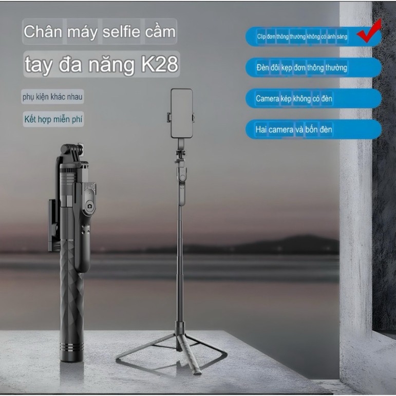 P185 – Gậy selfie gấp gọn kèm remote chụp hình, dùng cho điện thoại