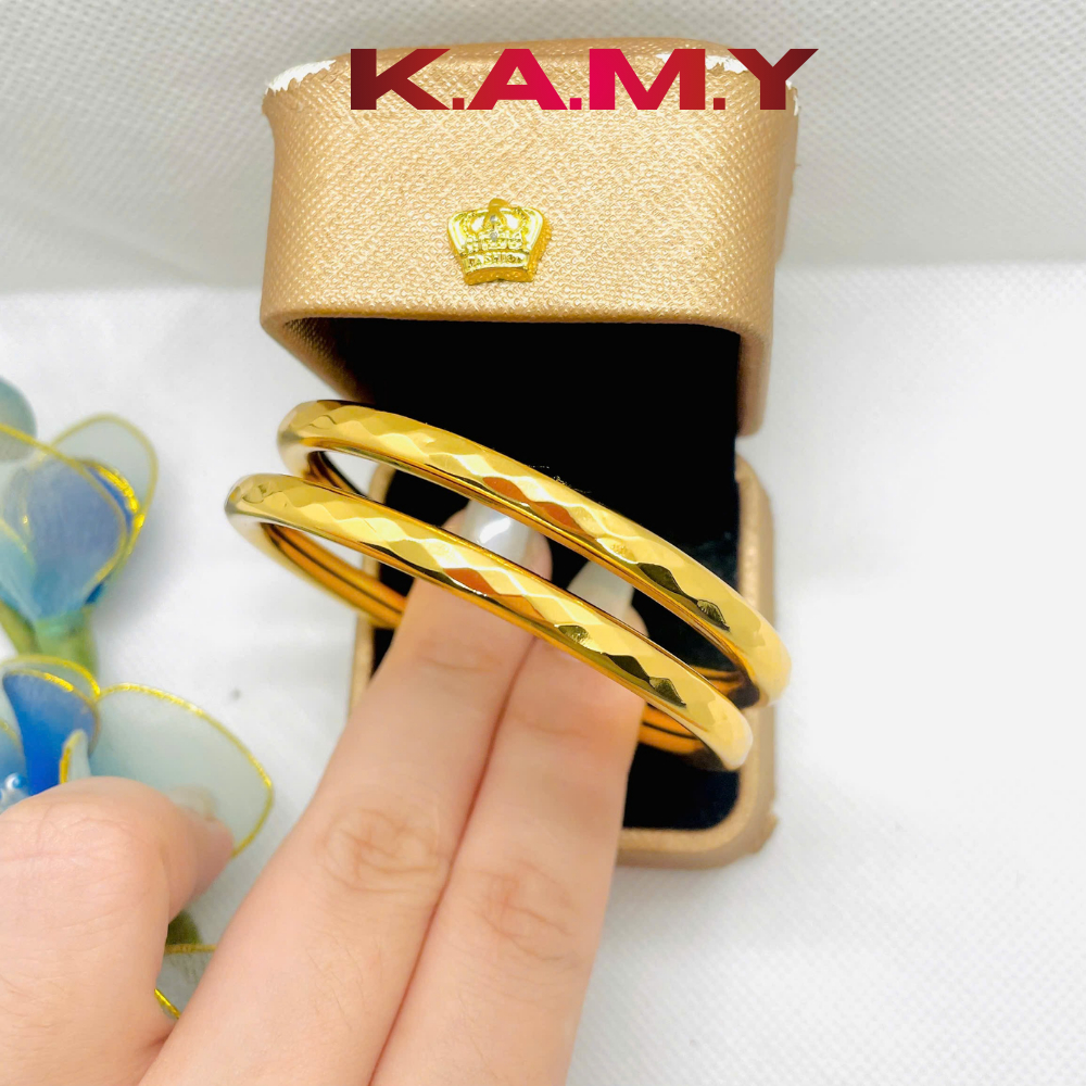 Cặp Vòng tay  Chạm Khắc Nổi Cao Cấp K.A.M.Y | Vòng Đôi Nữ Sang Trọng, Không Đen Không Gỉ